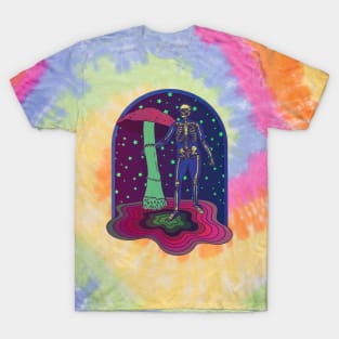 Psychedelic Skeleton with Magic Mushroom - Psychedelic Tie Dye T-Shirt